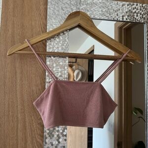 Women's Free People dusty pink ribbed cropped tank top, size xs